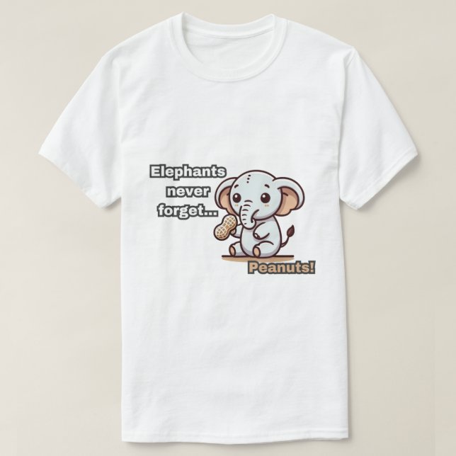 Camiseta Elefantes Nunca Esquecem... Amendoins! Baby Elepha (Frente do Design)