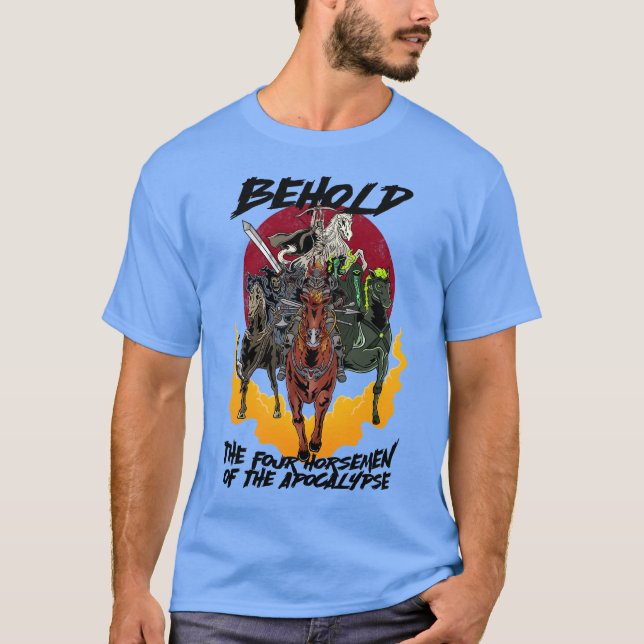 Camiseta Elegância Apocalipta: Os Quatro Cavaleiros Design (Frente)