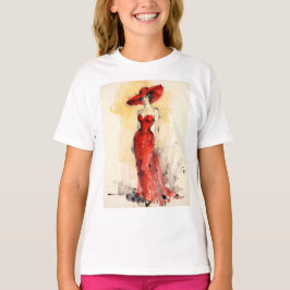 Camiseta Elegância Atemporal – Arte de Retrato de Mulher Ab