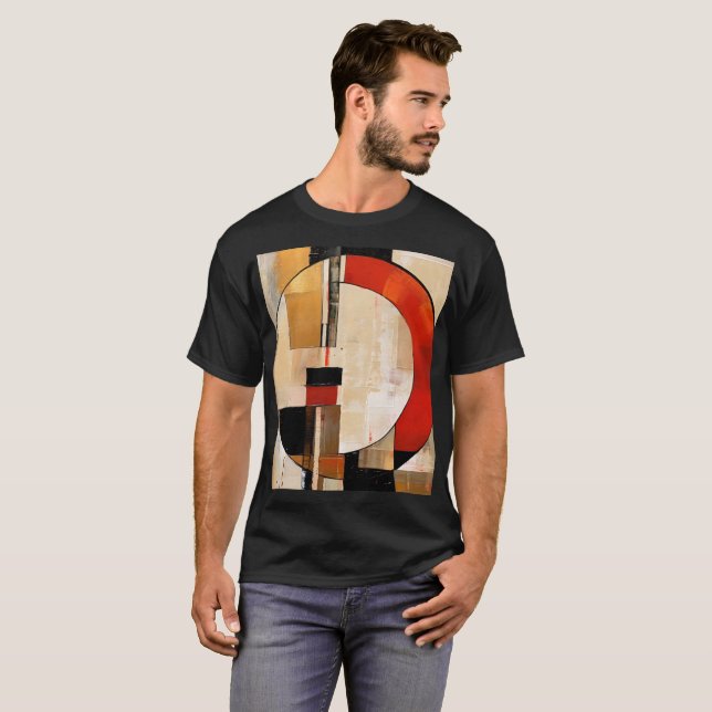 Camiseta Elegância Celestial: Exploração de Abstrato em Bei (Frente Completa)