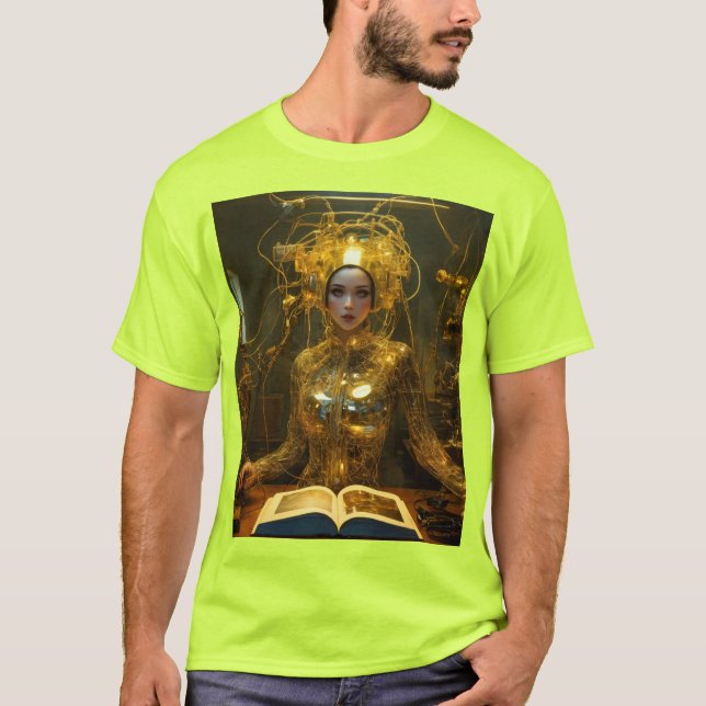 Camiseta Elegância cibernética - Designs futuralistas de ca (Frente)