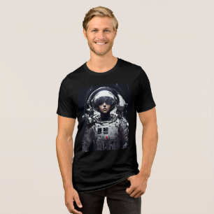 Camiseta Elegância Cósmica: Rapariga Astronauta Abstrato Ar