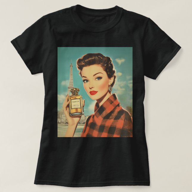 Camiseta Elegância de Anúncio Perfume em Paris (Frente do Design)