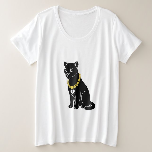 Camiseta Elegância de Gata Preta (Frente do Design)