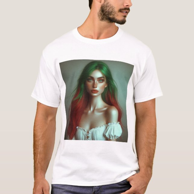 Camiseta Elegância de tonalidade dupla (Frente)