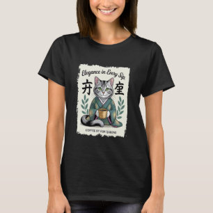 Camiseta Elegância em Cada Golinho Gato Bebedor de Café