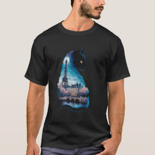 Camiseta Elegância Felina para Amantes de Gatos Silhueta de