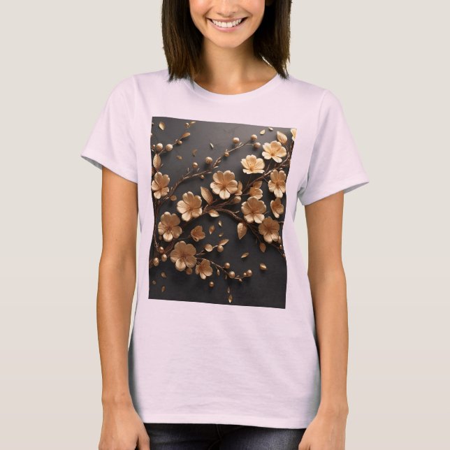 Camiseta Elegância Flor de Ouro (Frente)