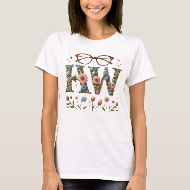 Camiseta Elegância Floral com Vestígios (Frente)