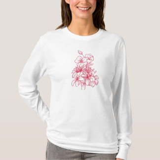 Camiseta Elegância Floral Vermelha Vibrante