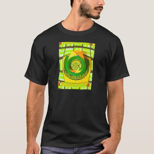 Camiseta Elegância ouro: Linda Arte Rosa Amarela Africana (Frente)