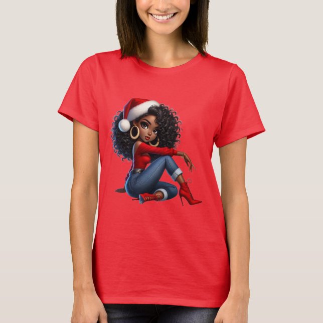 Camiseta Elegant Black Girl Christmas Tee — MaMuse Holiday  (Frente)