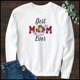 Camiseta Elegant Black & Red Best Mom Ever 1 Photo Name