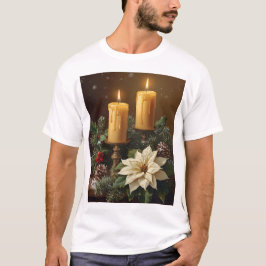 Camiseta Elegant candle christmas holly pine warm festive 
