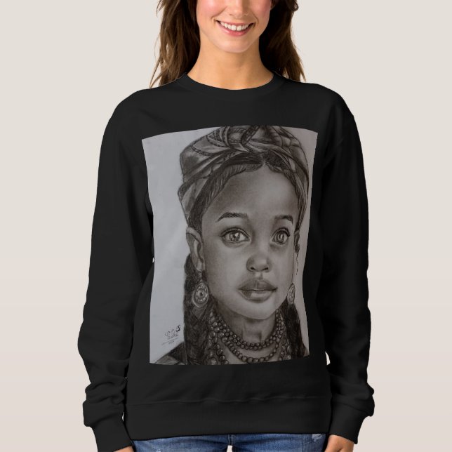 Camiseta Elegant Charcoal & Pencil Girl Portrait Illustrati (Frente)