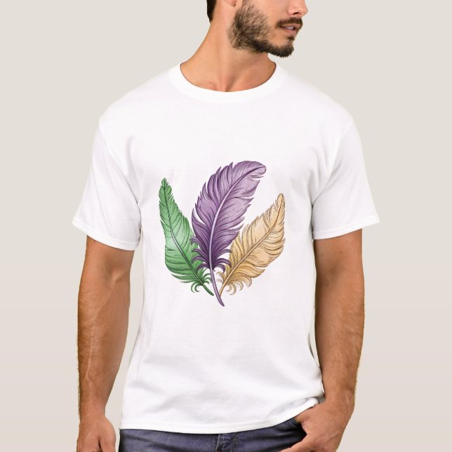 Camiseta Elegant Colorful Feathers Illustration (Frente)