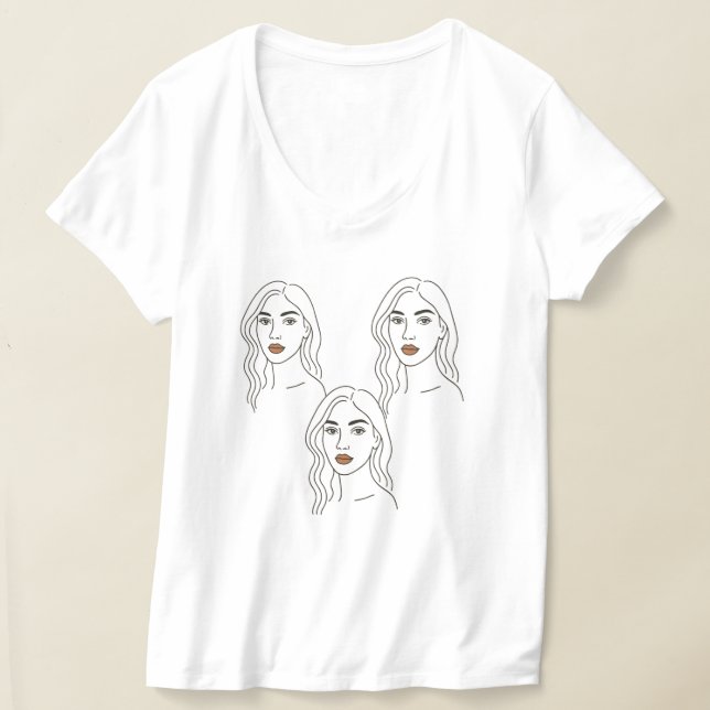 Camiseta Elegant Female Line Art Portrait – Minimalist Face (Postura )