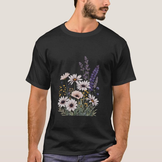 Camiseta Elegant Floral Buquê - Daisies e Lavend (Frente)