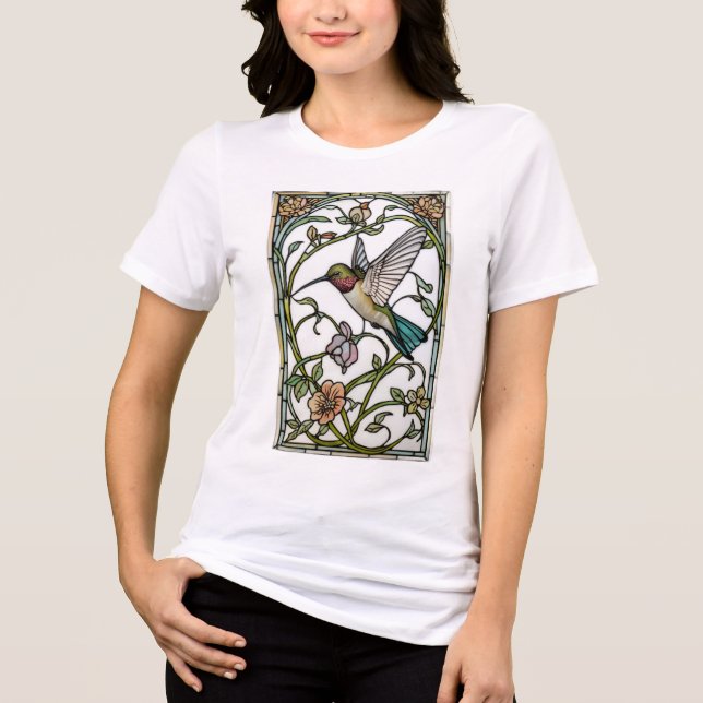 Camiseta Elegant hummingbird artwork botanical boho chic (Frente)