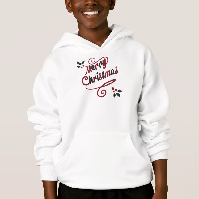 Camiseta Elegant Merry Christmas Script Hoodie (Frente)