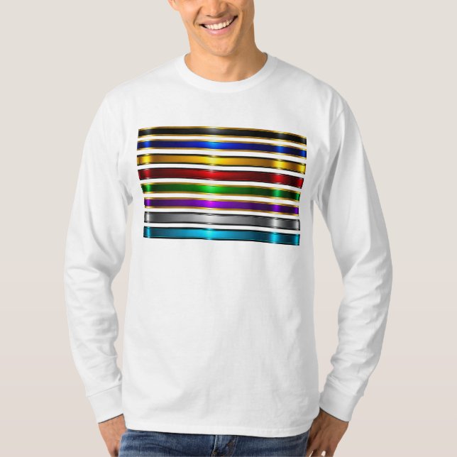 Camiseta Elegant Metallic Gradient Stripes Design (Frente)
