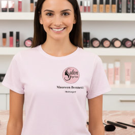 Camiseta Elegant Minimal Pink Makeup Business Employee
