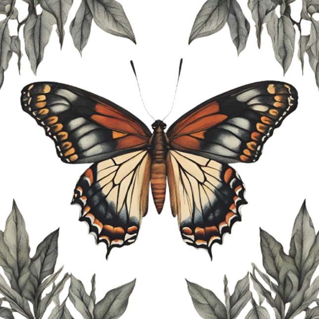 Camiseta Elegant Monarch Butterfly with Grey Leaves  (Criador carregado)