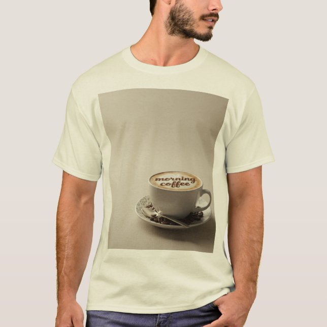 Camiseta (Élégant) : Mug « Morning Coffee » Latte Art – Des (Frente)