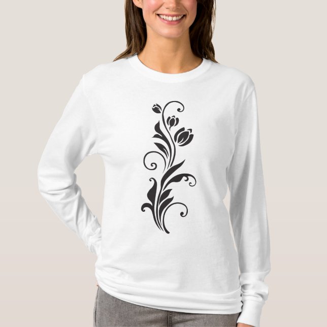 Camiseta Elegant Ornamental Floral Flower Art (Frente)