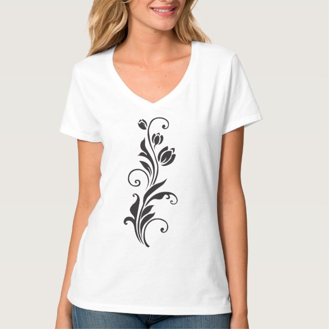 Camiseta Elegant Ornamental Floral Flower Art (Frente)