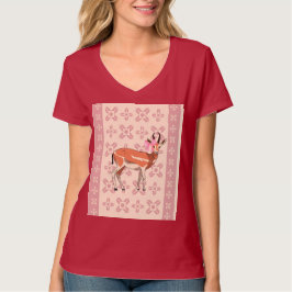 Camiseta Elegant Pink Doe-patterned Christmas 