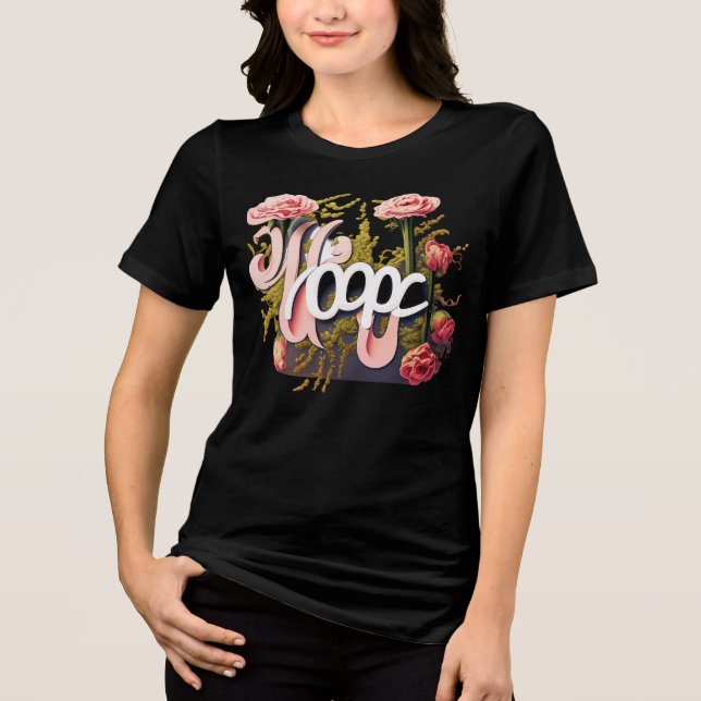 Camiseta Elegant Pink Roses Hope Typography (Frente)