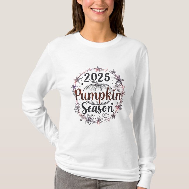 Camiseta Élegant Pumpkin Season 2025 - Autumn Fall Design (Frente)