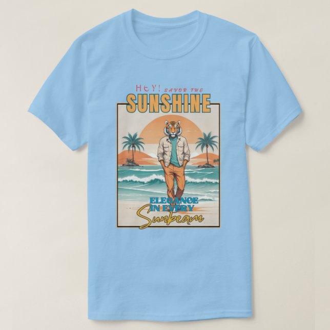 Camiseta Elegant Tiger on the Beach (Frente do Design)