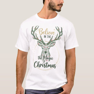 Camiseta Elegant Watercolor Reindeer Wreath