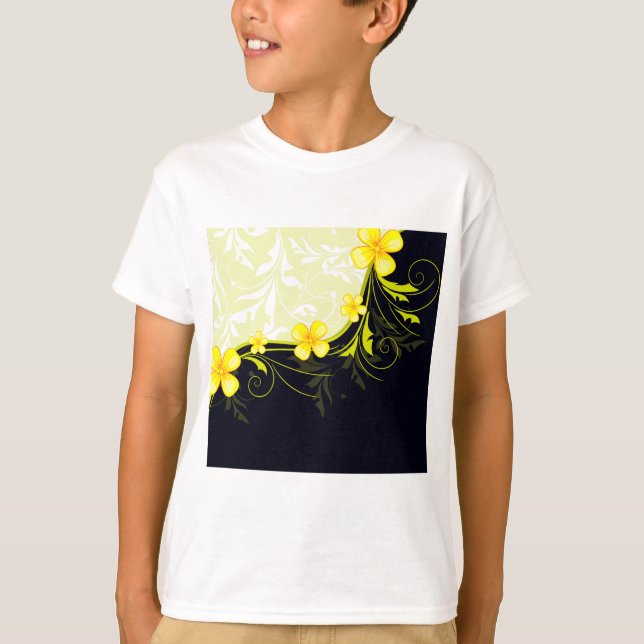 Camiseta Elegant Yellow Floral Damask (Frente)