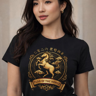 Camiseta Elegante 2026 Ano do Cavalo Ano Novo Chinês
