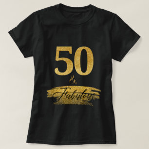Camiseta Elegante 50 e Fabuloso em Dourado e Preto