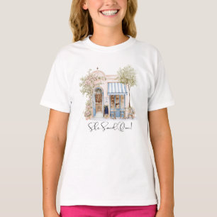 Camiseta Elegante Aquarela Ela Disse Oui Flores Rosa Noiva