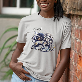 Camiseta Elegante Aquarela Leo Zodiac Personalizado