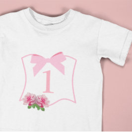 Camiseta Elegante Arco Floral 1º Aniversário