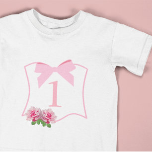 Camiseta Elegante Arco Floral 1º Aniversário