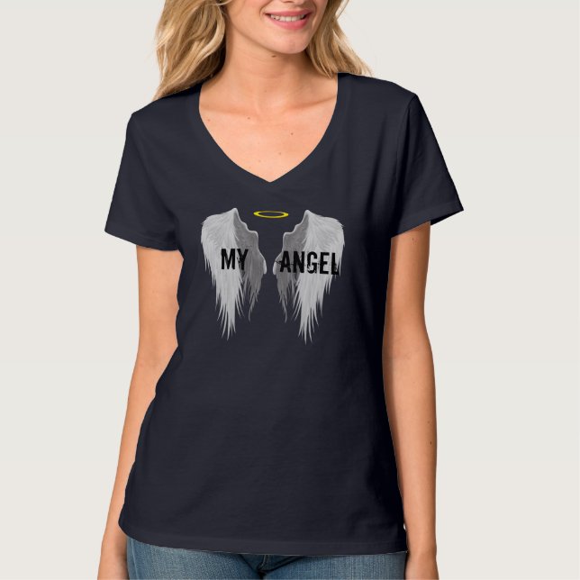 Camiseta Elegante asas minhas mulheres negras ANGEL (Frente)