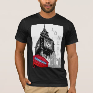 Camiseta Elegante Big Ben Clock Tower London Telefone Verme