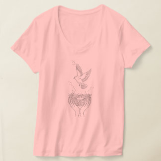 Camiseta Elegante Bird and Nest Line Art Women's