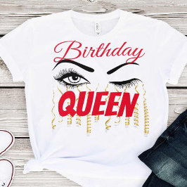 Camiseta Elegante Birthday Queen 18th | 21ruas | 30 | 40.o