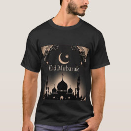 Camiseta Elegante Black & Dourada Eid Mubarak Para