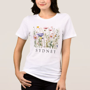Camiseta Elegante Boho Floral Flor Silvestre