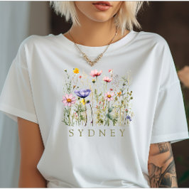 Camiseta Elegante Boho Floral Wildflower