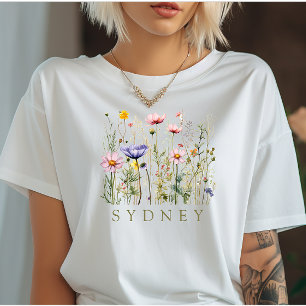 Camiseta Elegante Boho Floral Wildflower